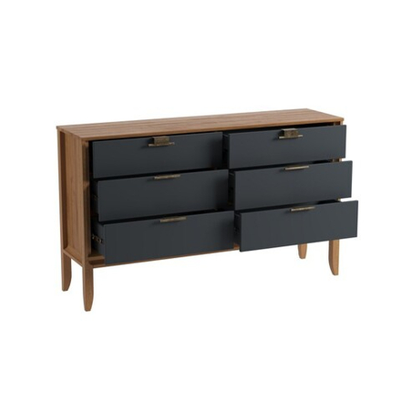 Комод «Бридж» 6 ящиков браун/серый 7012