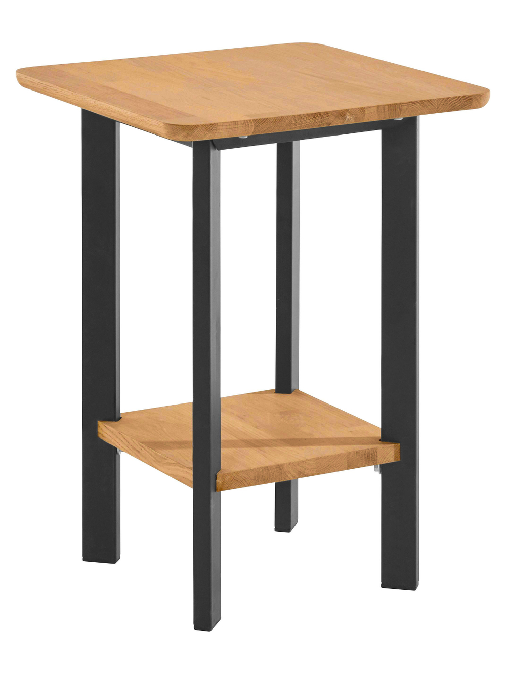 Дизайнерский столик-консоль Виби из дуба 40х40 см в стиле лофт, на металлических ножках