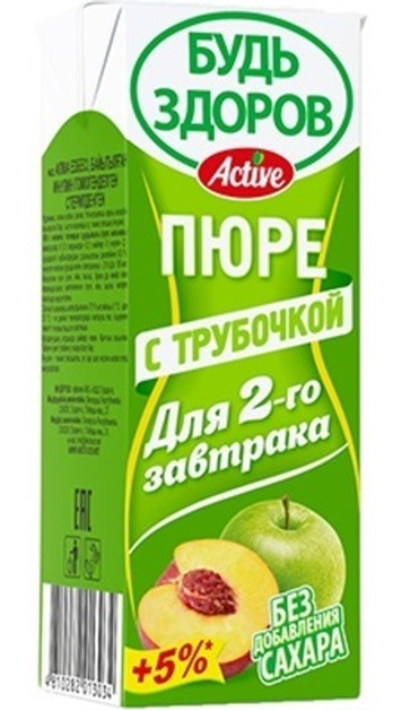 Пюре "Будь здоров" 210г. Яблоко-Персик АВС