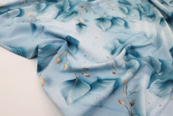 НЕЖНО-ГОЛУБЫЕ ЛИСТЬЯ - Футер 2х-нитка с лайкрой, компакт пенье (ДЖ69 Маша)