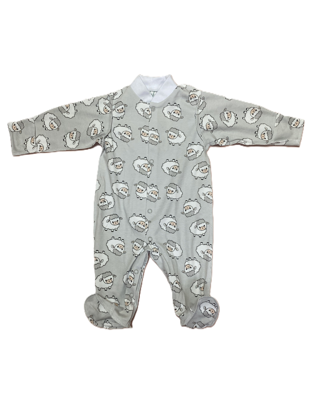 Комбинезон №1 с закрытой ножкой на кнопках из интерлока (100% хлопок) с антицарапками и швами наружу на рост 62 см