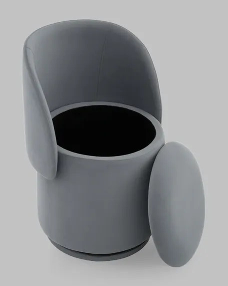 Пуф Gong со складной спинкой и ящиком, серый велюр