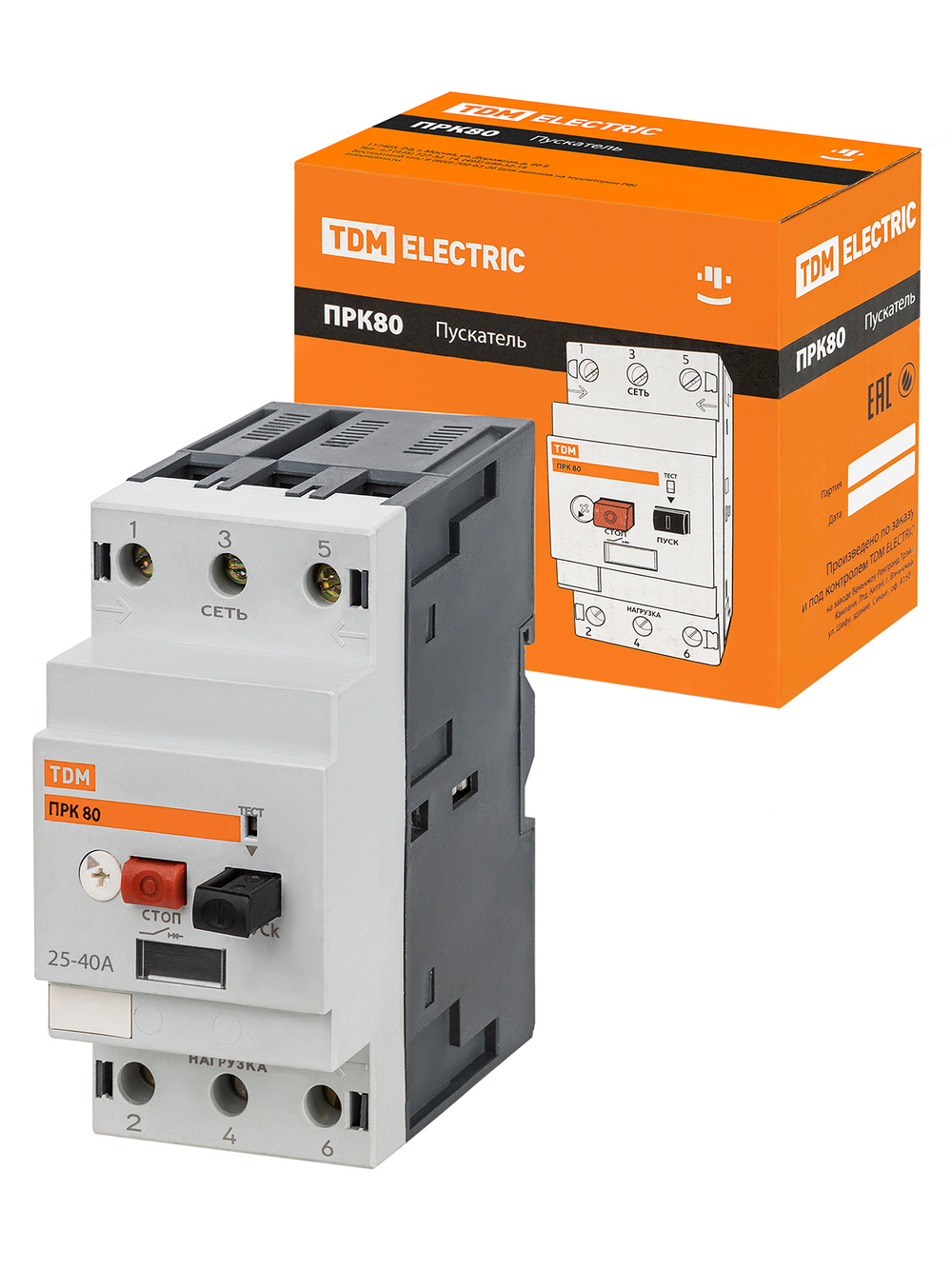 Пускатель ПРК80-40 In=40A Ir=25-40A Ue 660В TDM SQ0212-0023