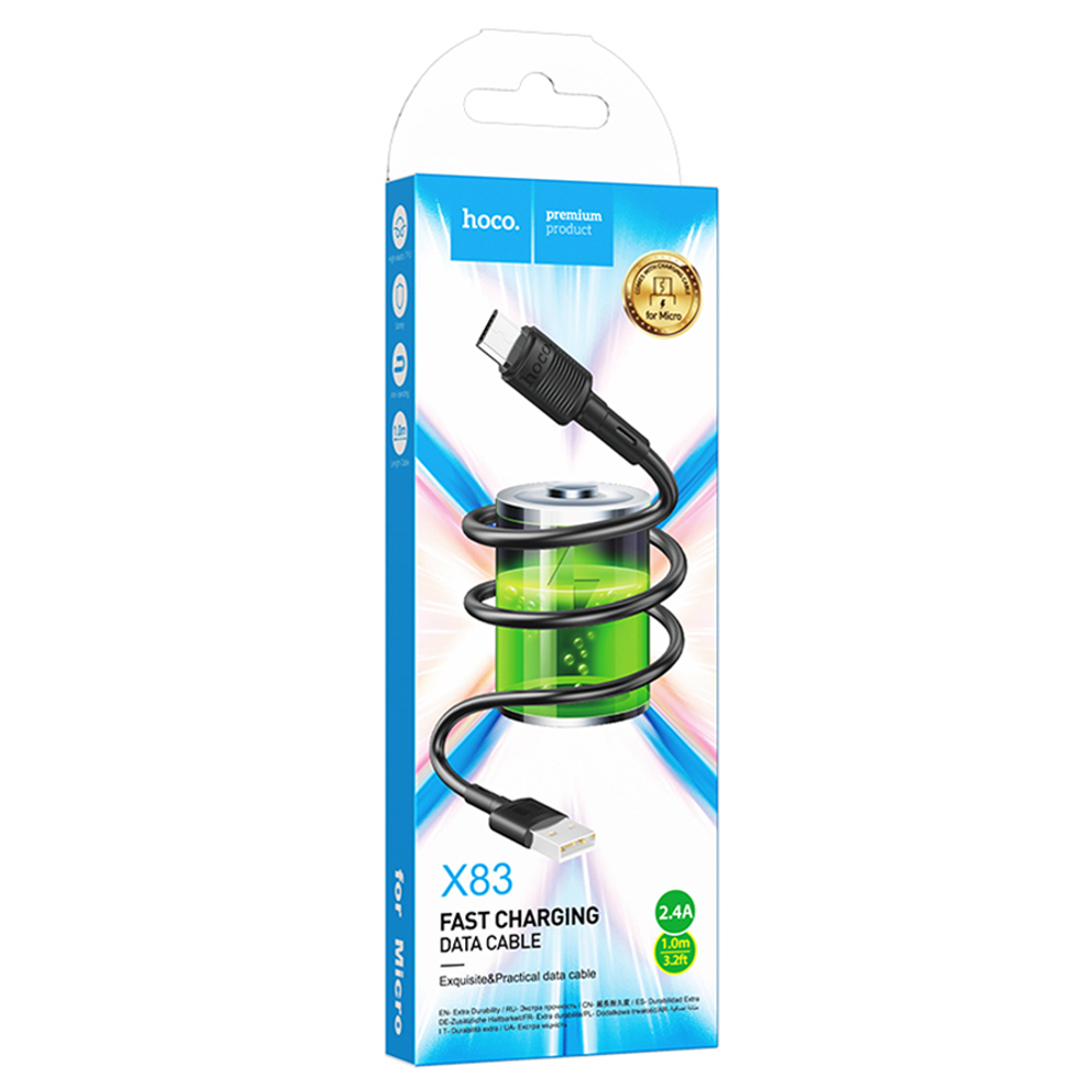 Кабель USB - Micro HOCO X83 (черный) 1м