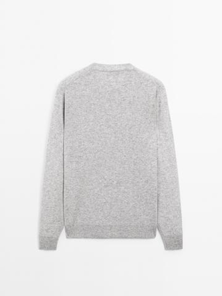 Massimo Dutti Свитер из смесовой шерсти с круглым вырезом, серый меланж