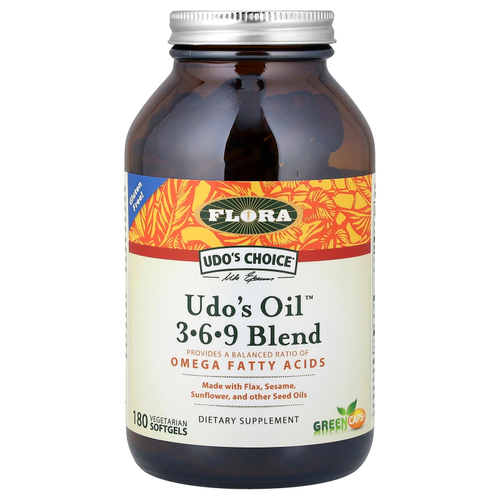 Flora, Udo's Choice®, Udo's Oil™, смесь 3, 6, 9, 180 вегетарианских капсул