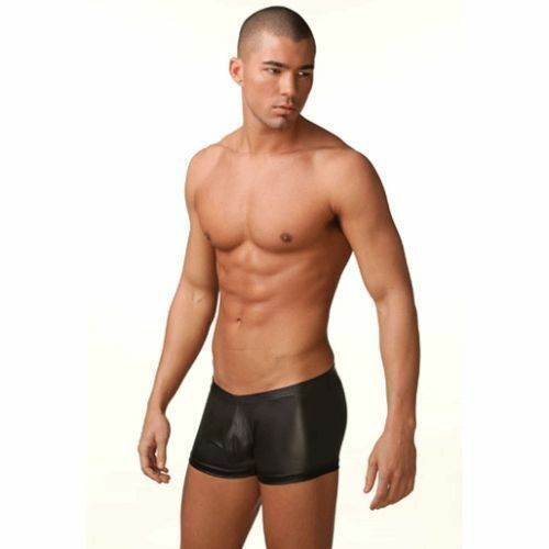 Мужские трусы боксеры черные под кожу N2N Black Leather Euro Cut Boxer