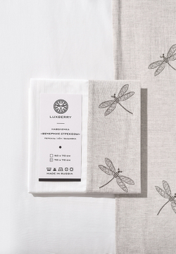 Наволочка 50x70 Luxberry Вечерние стрекозым белая с вышивкой