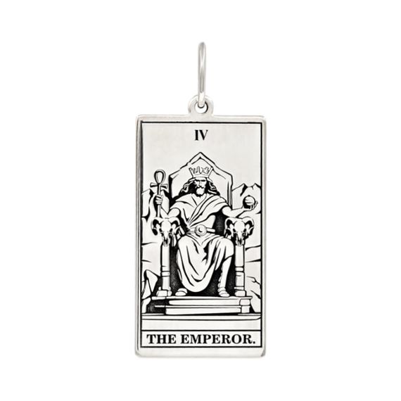 Подвеска Таро - карта Император, кулон из серебра 925 пробы, вид спереди