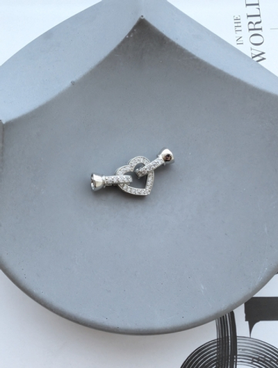 Замок-концевик сердце с фианитами