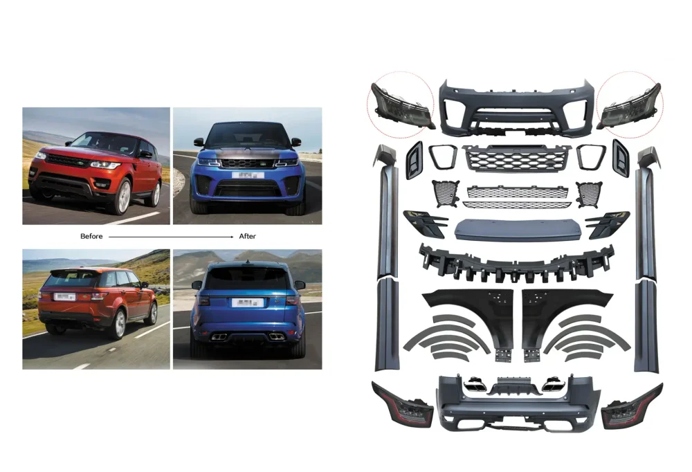 Обвес переделка для LAND ROVER RANGE ROVER SPORT L494 2014 - 2017 в L494 РЕСТАЙЛИНГ 2017 - 2022 Лэнд Ровер Спорт