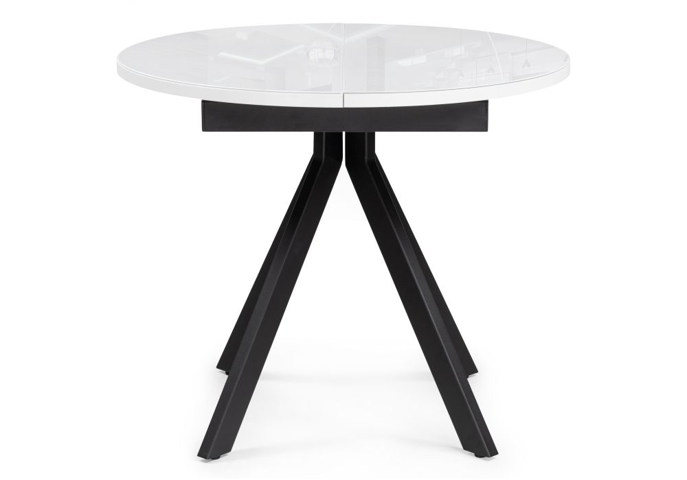 Стеклянный стол Ален 90(120)х90х75 белый / черный