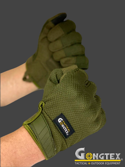 Перчатки полнопалые сетчатые с костяшками Gongtex Tactical Gloves (0056). Олива