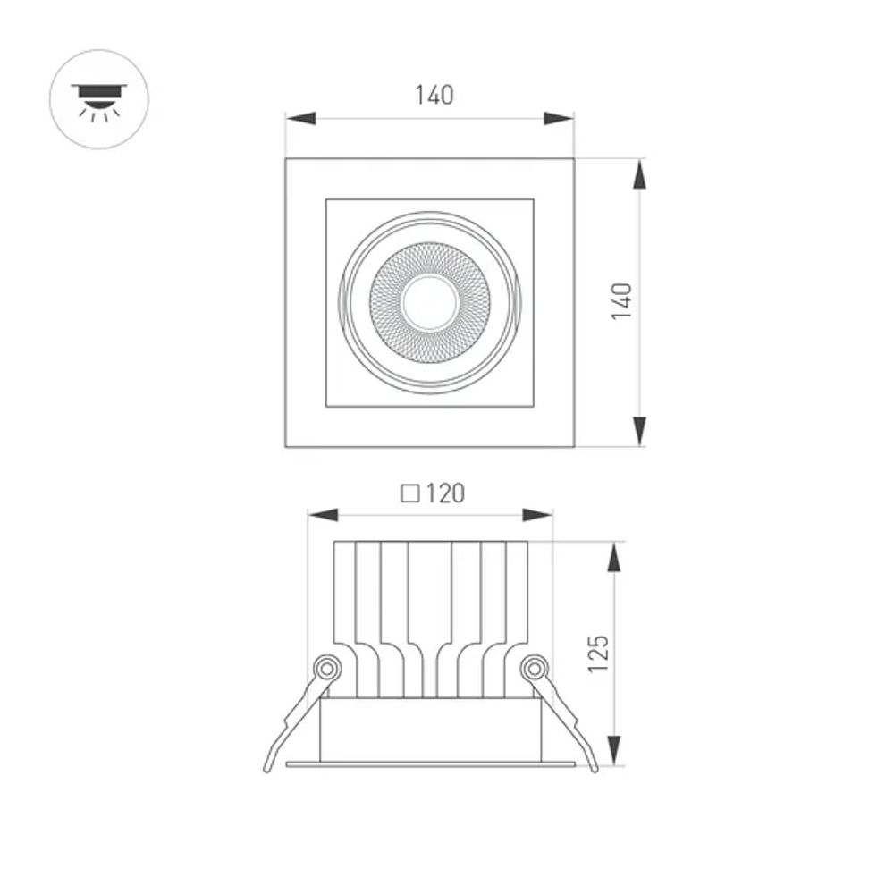 Светильник MS-VORTEX-BUILT-S140x140-30W Warm3000 (WH-WH, 17 deg, 230V) (Arlight, IP20 Металл, 5 лет) 057920