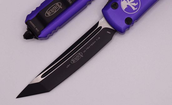 Microtech Ultratech T/E - нож автомат., фиолет., алюм. рук-ть, черн. клинок
