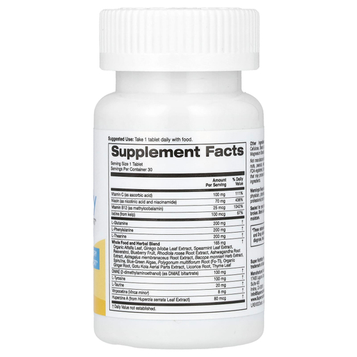 Super Nutrition, SimplyOne®, Think Clearly, добавка для поддержки мозга с L-теанином, L-фенилаланином и L-глютамином, 30 таблеток