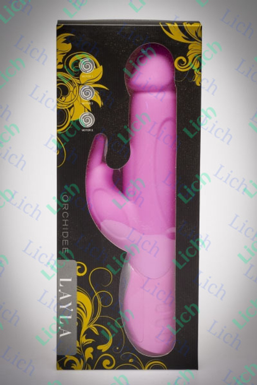Розовый ротатор с клиторальным стимулятором и 3 вибромооторами Layla Orchidee