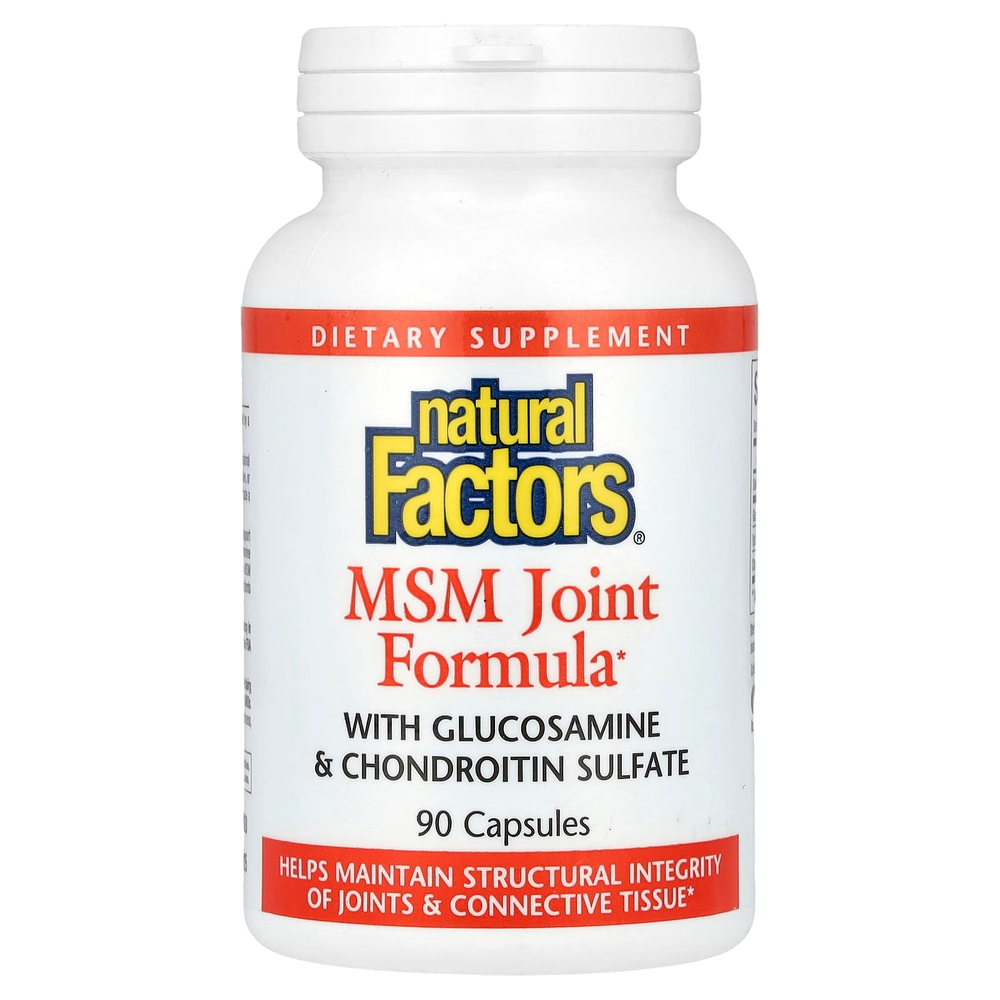 Natural Factors, средство для здоровья суставов с МСМ, глюкозамином и хондроитинсульфатом, 90 капсул