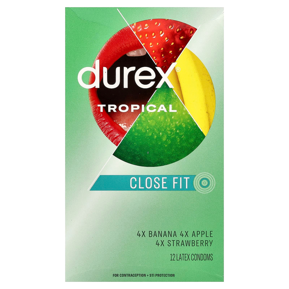 Durex, латексные п3, тропические фрукты, плотное прилегание, 12 шт. из латекса