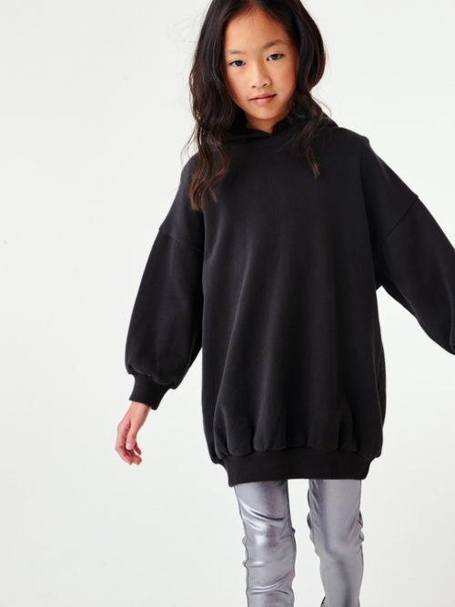 Толстовка удлиненная с капюшоном для девочки Next M44-235, Черный