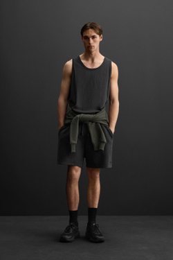 ZARA МАЙКА ИЗ ХЛОПКА, ЧЕРНЫЙ