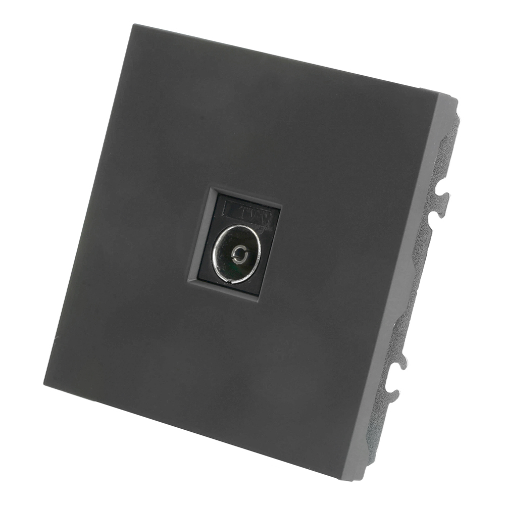 Розетка телевизионная 1-местная (механизм), STEKKER, 75 Ом, 5-862МГц, серия Эмили, RST00-5108-05, черный уголь, soft touch 49849