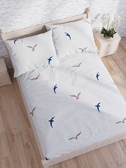 Постельное белье перкаль Сказка "Чайки/Чайки (компаньон)" 1,5-сп Наволочка 50х70 см 1 шт Простынь 150x215 см Пододеяльник 145x215 см