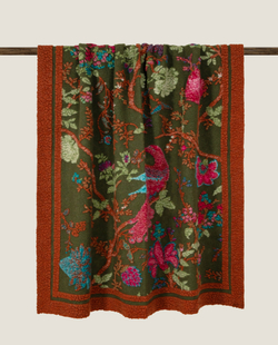 Плед 150x190 Frati Home Paradisiaco Verde зеленый с красным