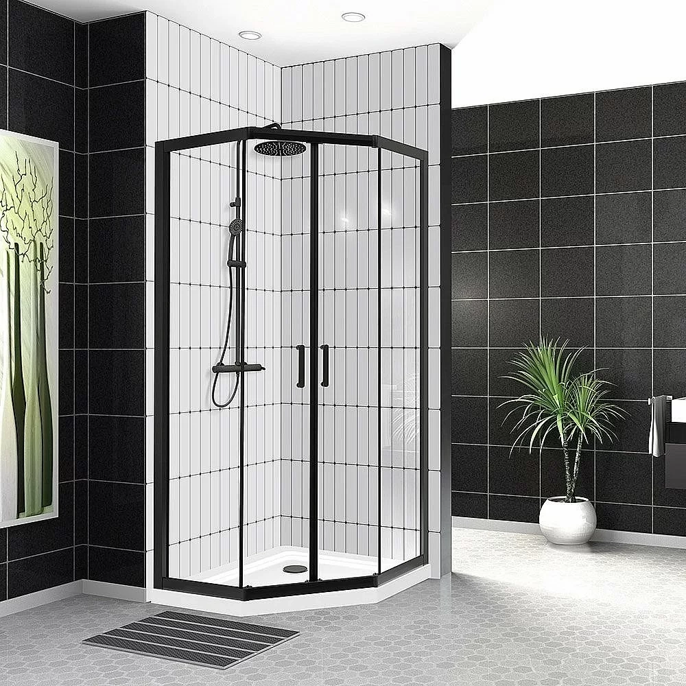 Душевой уголок BelBagno UNO-195-P-2-90-C-NERO 90х90 стекло прозрачное/профиль черный