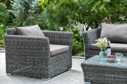 "Капучино Cингл" лаунж-зона из искусственного ротанга, цвет графит