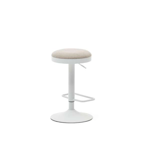 Барный табурет Zaib, 58-80 см, бежевый шенилл, белая ножка