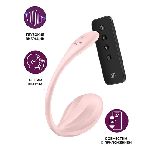Розовое виброяйцо 23см для ношения с пультом ДУ и управлением через приложение Satisfyer Ribbed Petal Vibrating Egg Pink