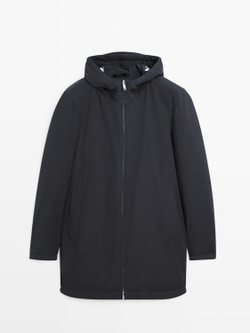 Massimo Dutti Водоотталкивающая стеганая парка, морской темно-синий