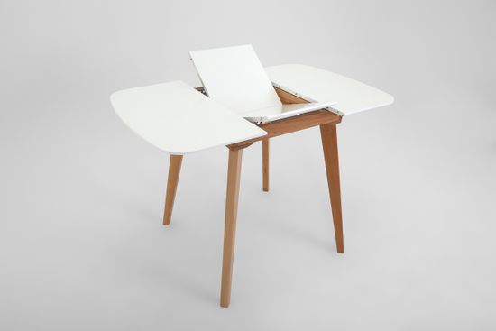 Стол Крит-ОМ (бук/нога б/т светлый бук/столешница белая эмаль)