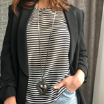 Сердце большое графитовое на серебряной цепочке из сердечек, Италия