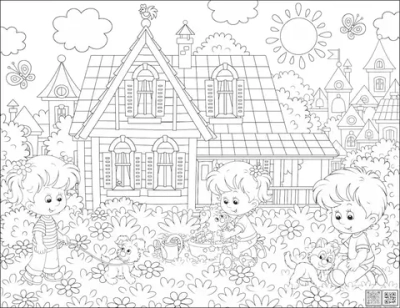 Цифровое панно ID Wall Раскраска "Дети с питомцами"