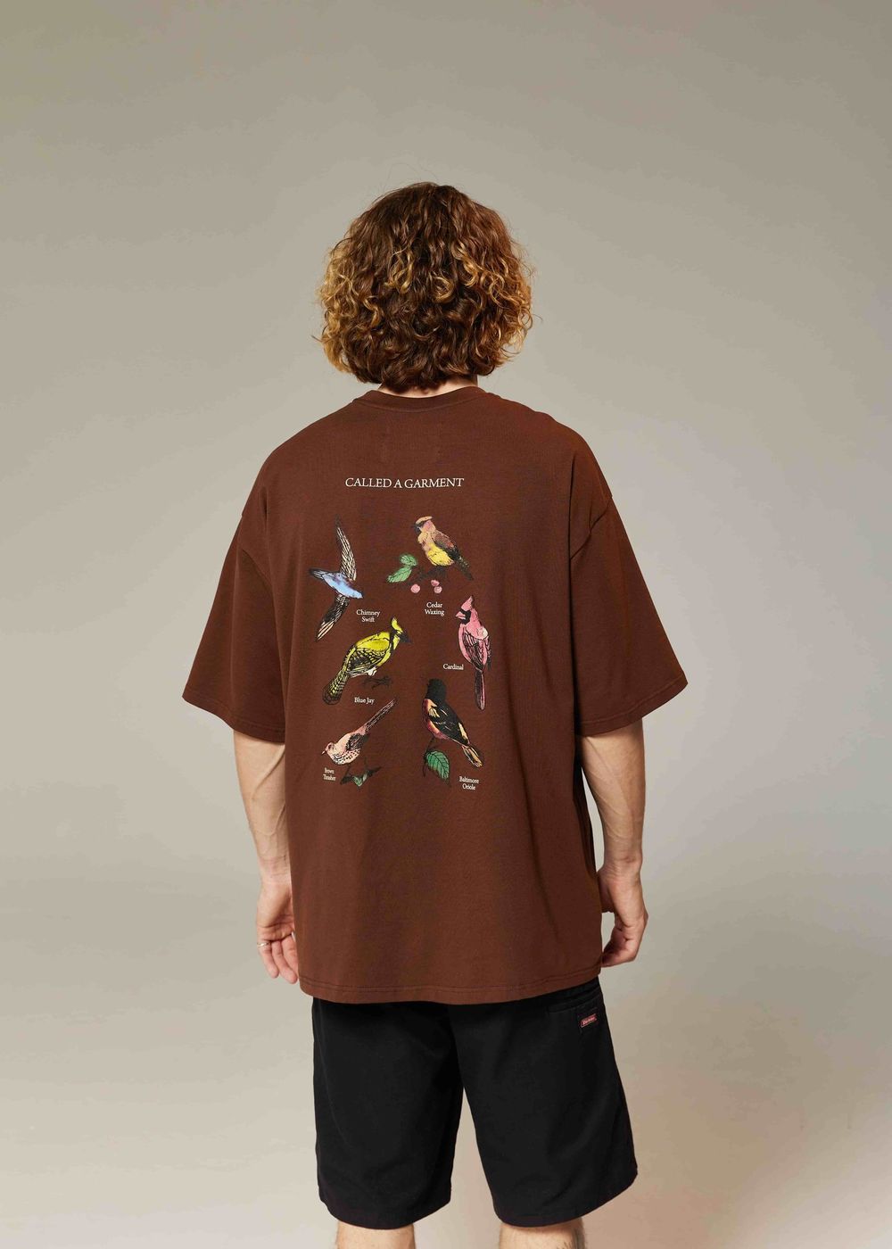 Футболка Called a Garment Birds Коричневая