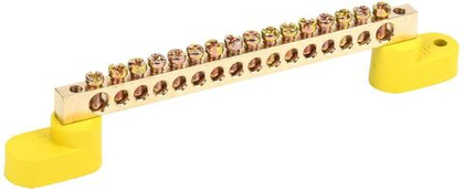 Шина PE "земля" на двух угловых изоляторах ШНИ-6х9-16-У2-Ж IEK