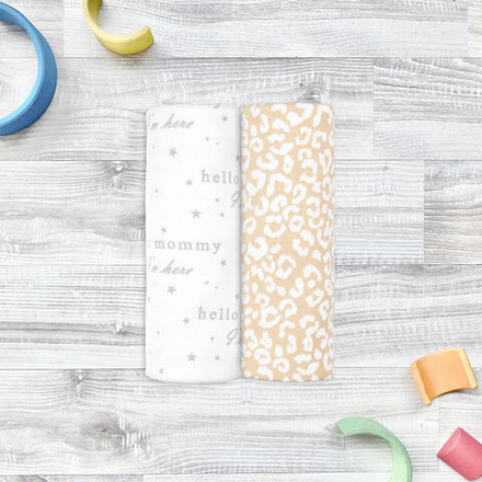Сет из 2х пелёнок Mjölk Sand Leopard/Hello Mommy