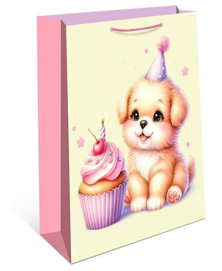 Пакет подар. бумажн. 26*32*12 см, 130гр/м2 Собачка