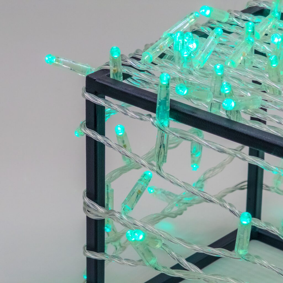 Светодиодная гирлянда 10 м. с колпачком, 100 LED, аква, 220 В, статика, прозрачный провод ПВХ, IP65, LTC (PST100CAP-10-2A)