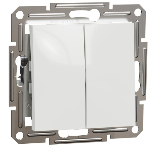 ПЕРЕКЛЮЧАТЕЛЬ С/У 2-КЛАВИШИ, БЫСТРОЗАЖИМ КЛЕММЫ МЕХ БЕЛЫЙ ASFORA /SCHNEIDER/