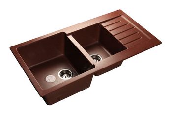 GRANFEST Мойка мрамор PRACTIC GF-P--980KL  2 чаши с  крылом 980*510 мм  красный марс