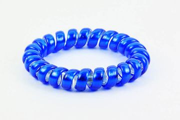 Резинка для волос "Спираль" (синяя/серебро)