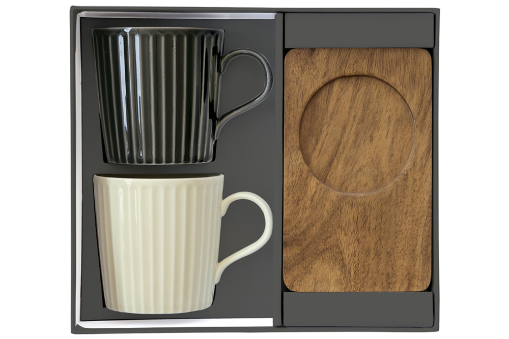 Набор кружек 2шт 380мл Easy Life Время отдыха чёрная и светло-оливковая