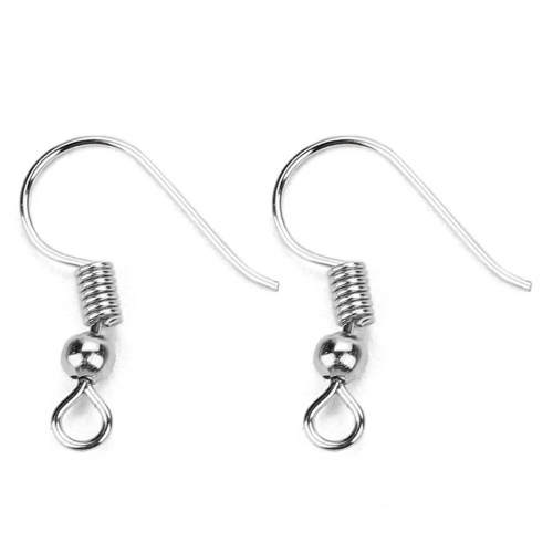 Швензы Крючок с бусиной, цвет: Родий