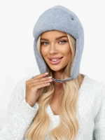 Шапка ушанка зимняя вязаная на флисе