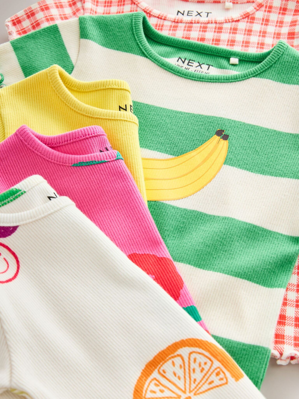Футболка для девочки Next E65-353, 5 шт., Розовый, Белый, Желтый