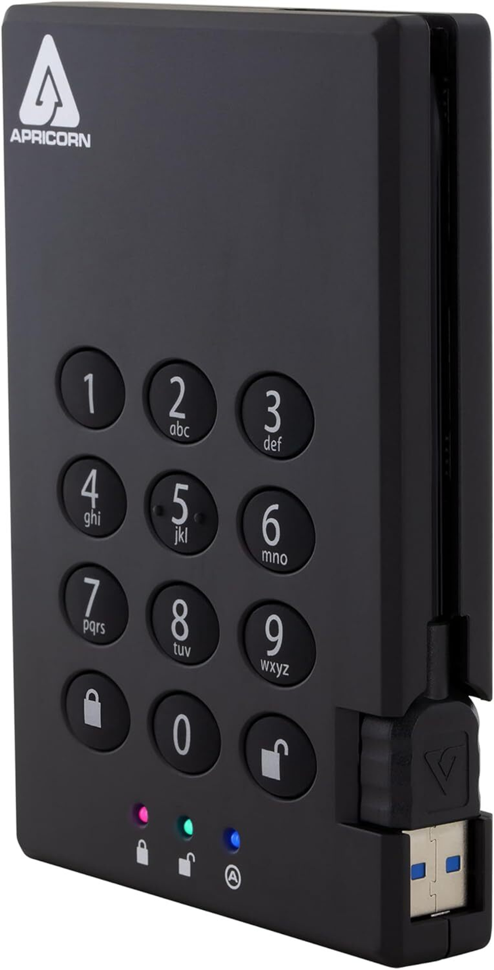 Apricorn Aegis Padlock 500GB — Аппаратно-шифруемый внешний жесткий диск Военное шифрование AES 256-bit XTS и защита от физического взлома