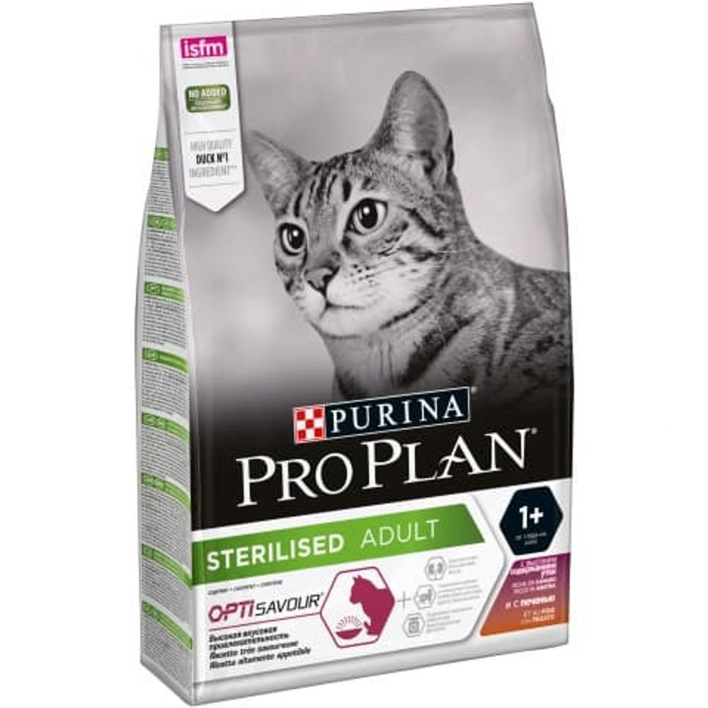 Pro Plan 10кг sterilised OptiSavour корм для кастр/стер. кошек с Уткой и Печенью (12384815)